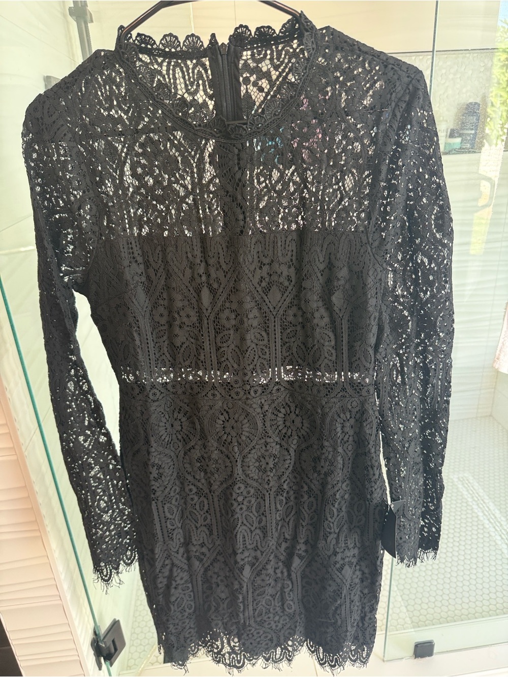 Lulu's Black Lace Long-Sleeve Mini Dress